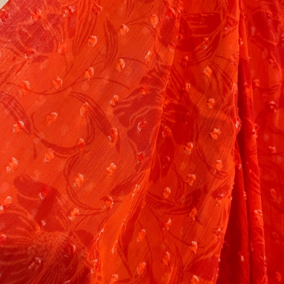 3/$20 Torrid Orange Clip Dot Floral Open Semi Sheer Cardigan 2XL - Picture 6 of 7